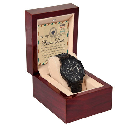 TO MY BONUS DAD - "I'M THANKFUL EVERY DAY" - Black Chronograph Men's Watch