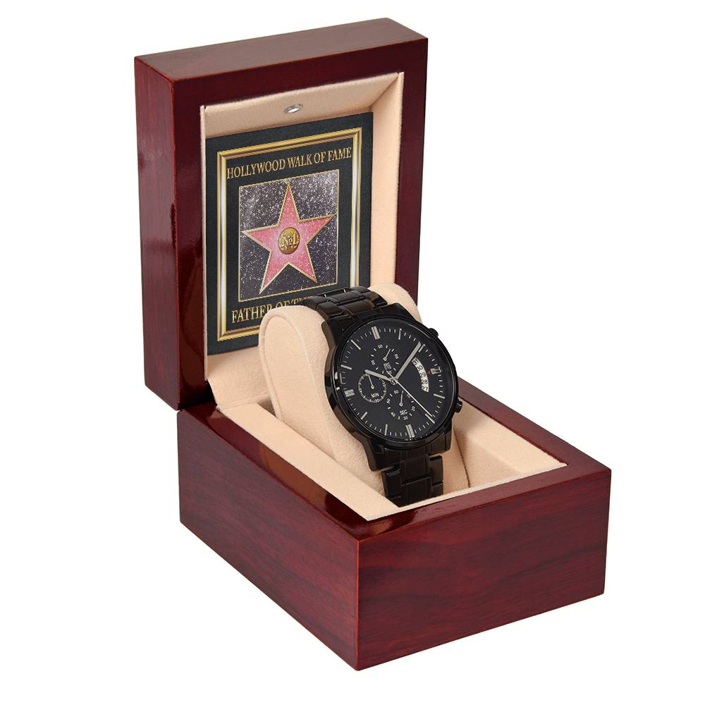 HOLLYWOOD WALK OF FAME - "FATHER OF THE YEAR" - Black Chronograph Men's Watch