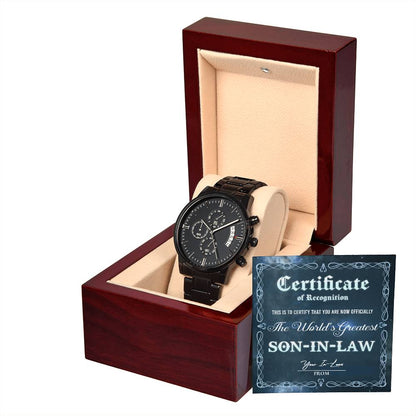 THE WORLD'S GREATEST SON-IN-LAW - FROM YOUR IN LAW - Black Chronograph Men's Watch