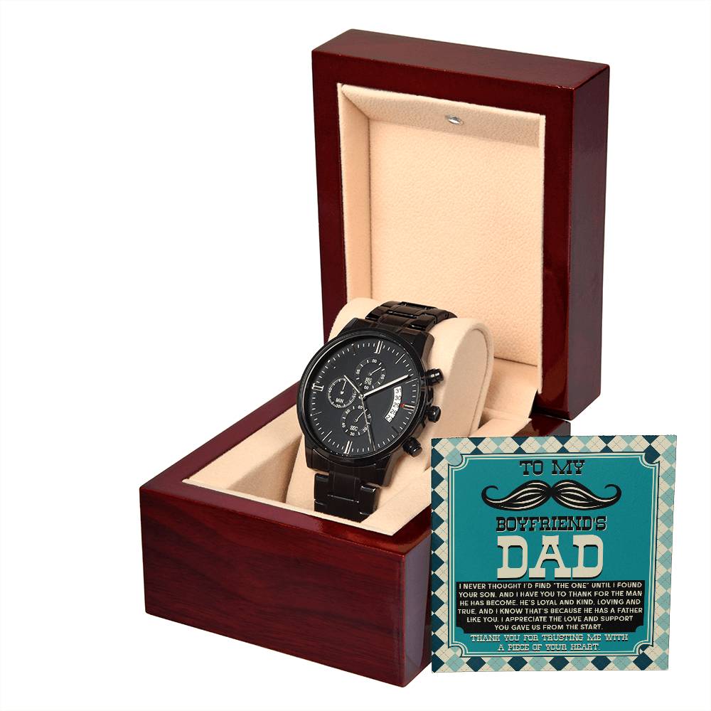 TO MY BOYFRIEND'S DAD - "A PIECE OF YOUR HEART" - Black Chronograph Men's Watch