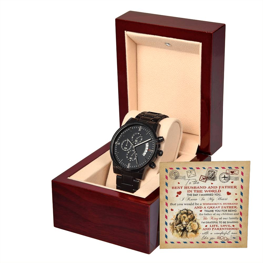 "BEST HUSBAND AND FATHER IN THE WORLD" - Black Chronograph Men's Watch