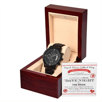 DELIVER WITHOUT DELAY - DATE NIGHT WITH THE BRIDE - Black Chronograph Men's Watch