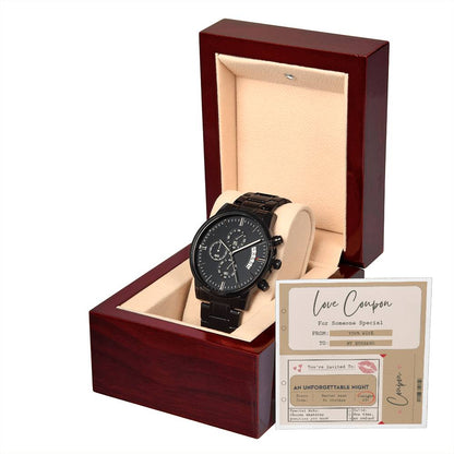 LOVE COUPON FROM WIFE TO HUSBAND - Black Chronograph Men's Watch