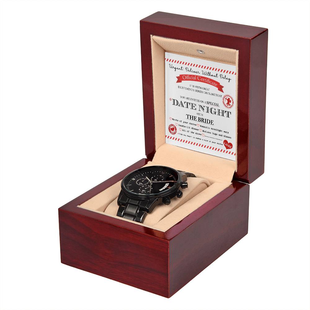 DELIVER WITHOUT DELAY - DATE NIGHT WITH THE BRIDE - Black Chronograph Men's Watch