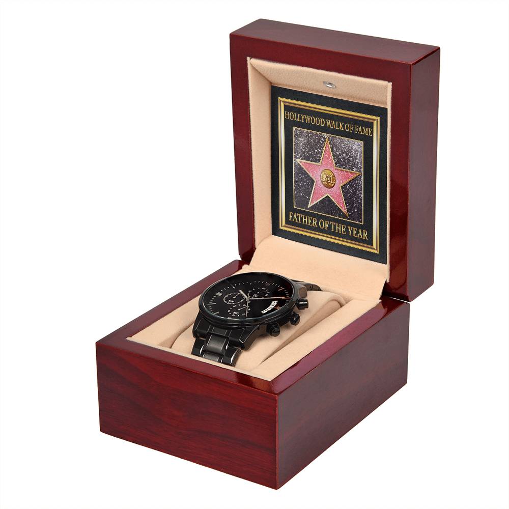 HOLLYWOOD WALK OF FAME - "FATHER OF THE YEAR" - Black Chronograph Men's Watch