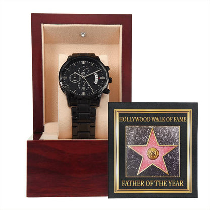 HOLLYWOOD WALK OF FAME - "FATHER OF THE YEAR" - Black Chronograph Men's Watch