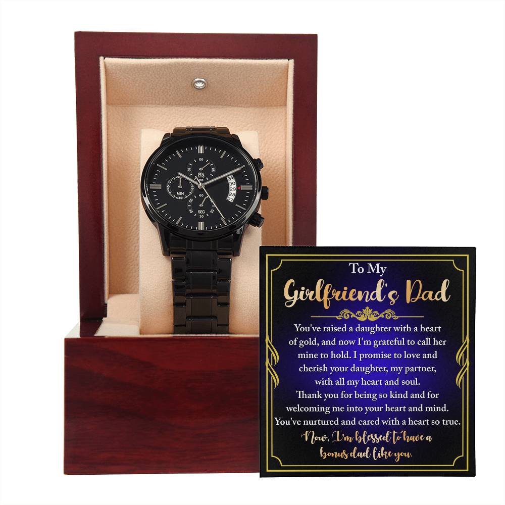 TO MY GIRLFRIEND'S DAD - "I'M BLESSED" - Black Chronograph Men's Watch