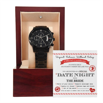 DELIVER WITHOUT DELAY - DATE NIGHT WITH THE BRIDE - Black Chronograph Men's Watch