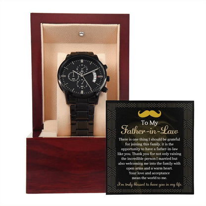 TO MY FATHER-IN-LAW  "I'M TRULY BLESSED.." - Black Chronograph Men's Watch