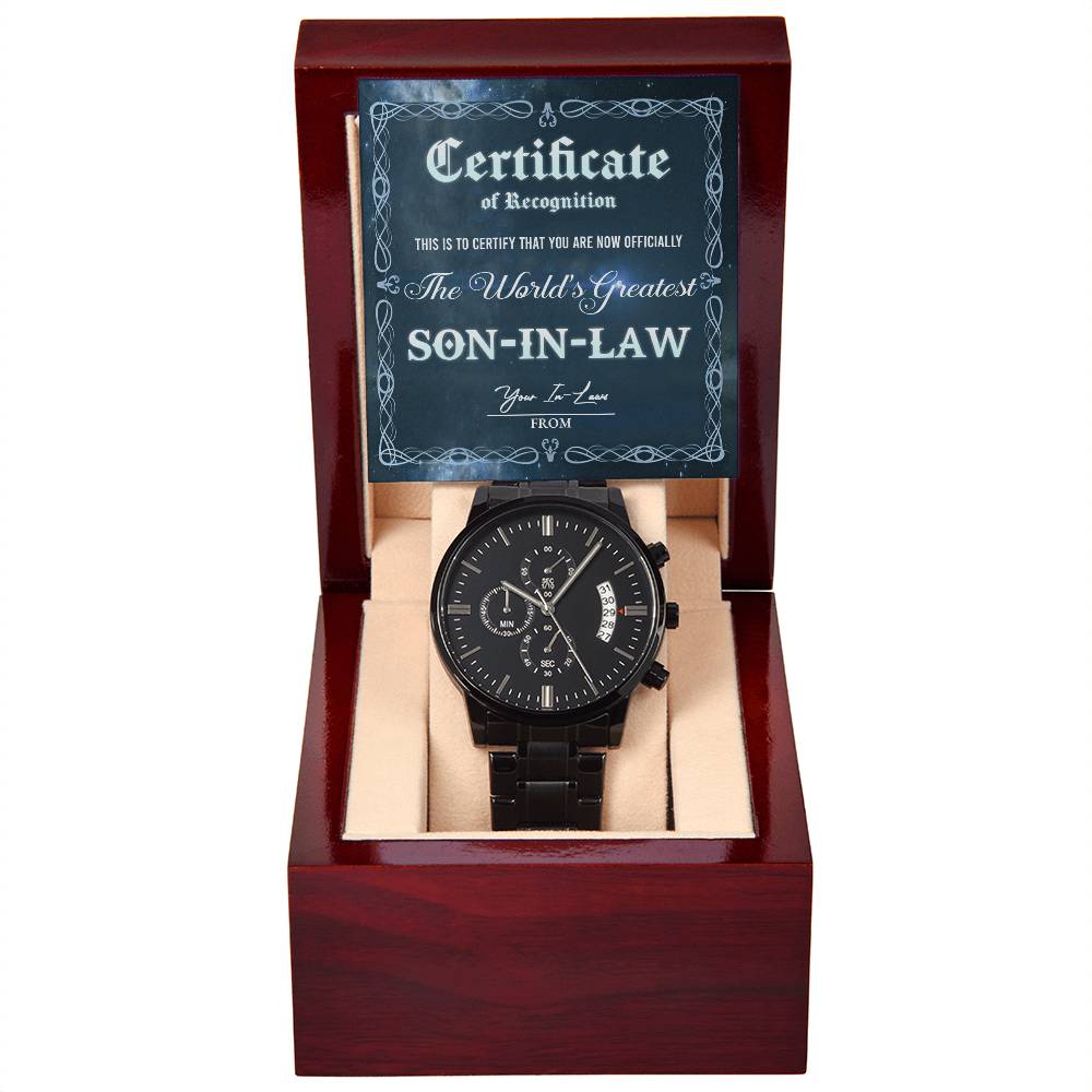 THE WORLD'S GREATEST SON-IN-LAW - FROM YOUR IN LAW - Black Chronograph Men's Watch