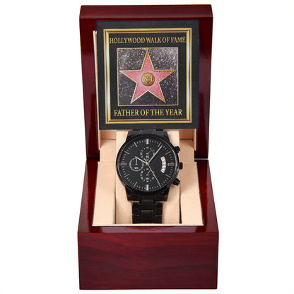 HOLLYWOOD WALK OF FAME - "FATHER OF THE YEAR" - Black Chronograph Men's Watch