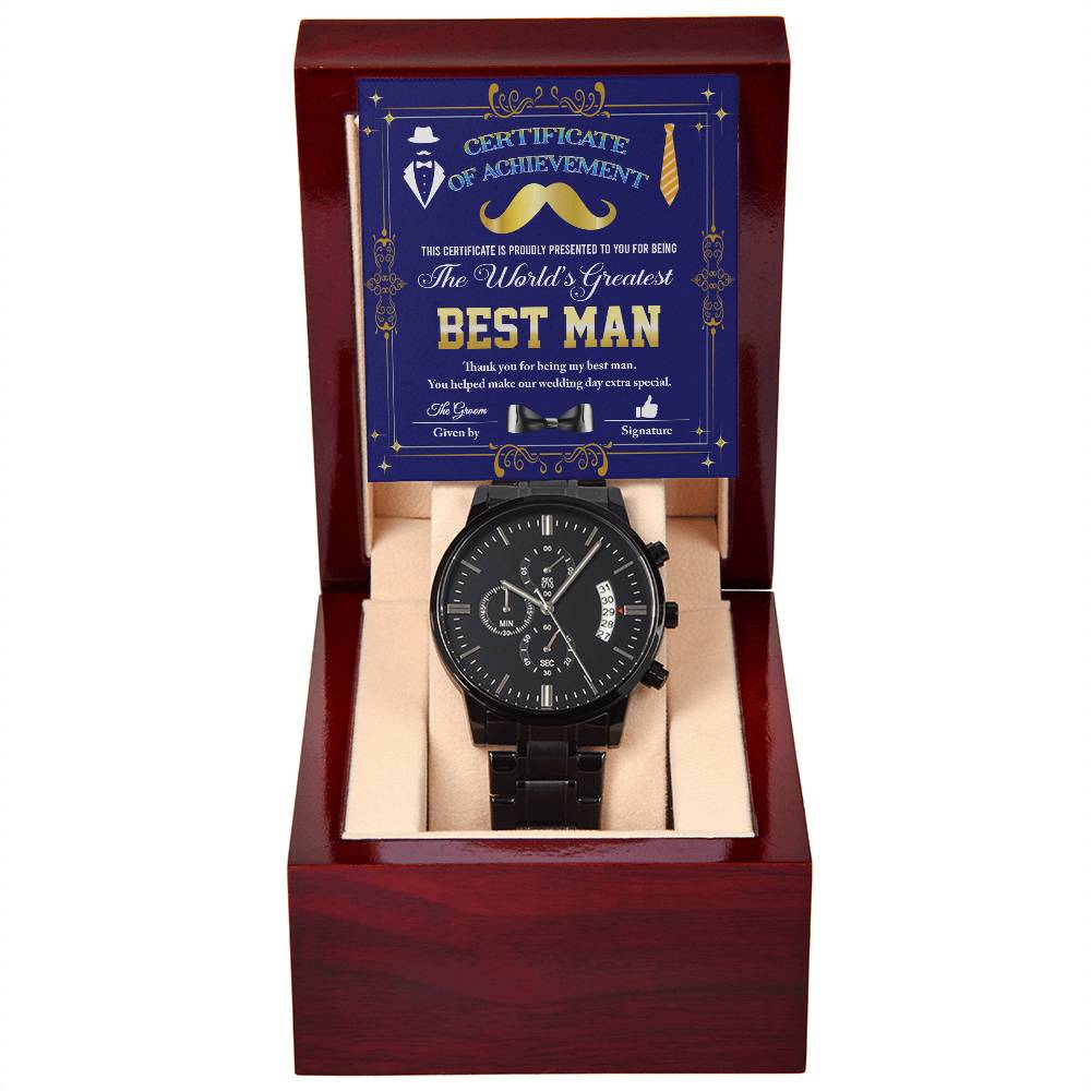 THE WORLD'S GREATEST BEST MAN - Black Chronograph Men's Watch