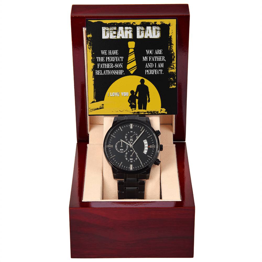 DEAR DAD - Black Chronograph Men's Watch