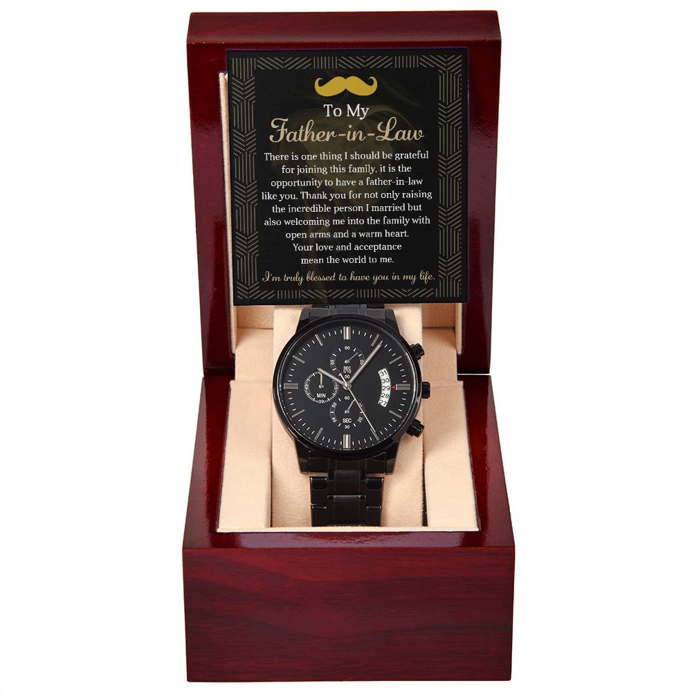 TO MY FATHER-IN-LAW  "I'M TRULY BLESSED.." - Black Chronograph Men's Watch