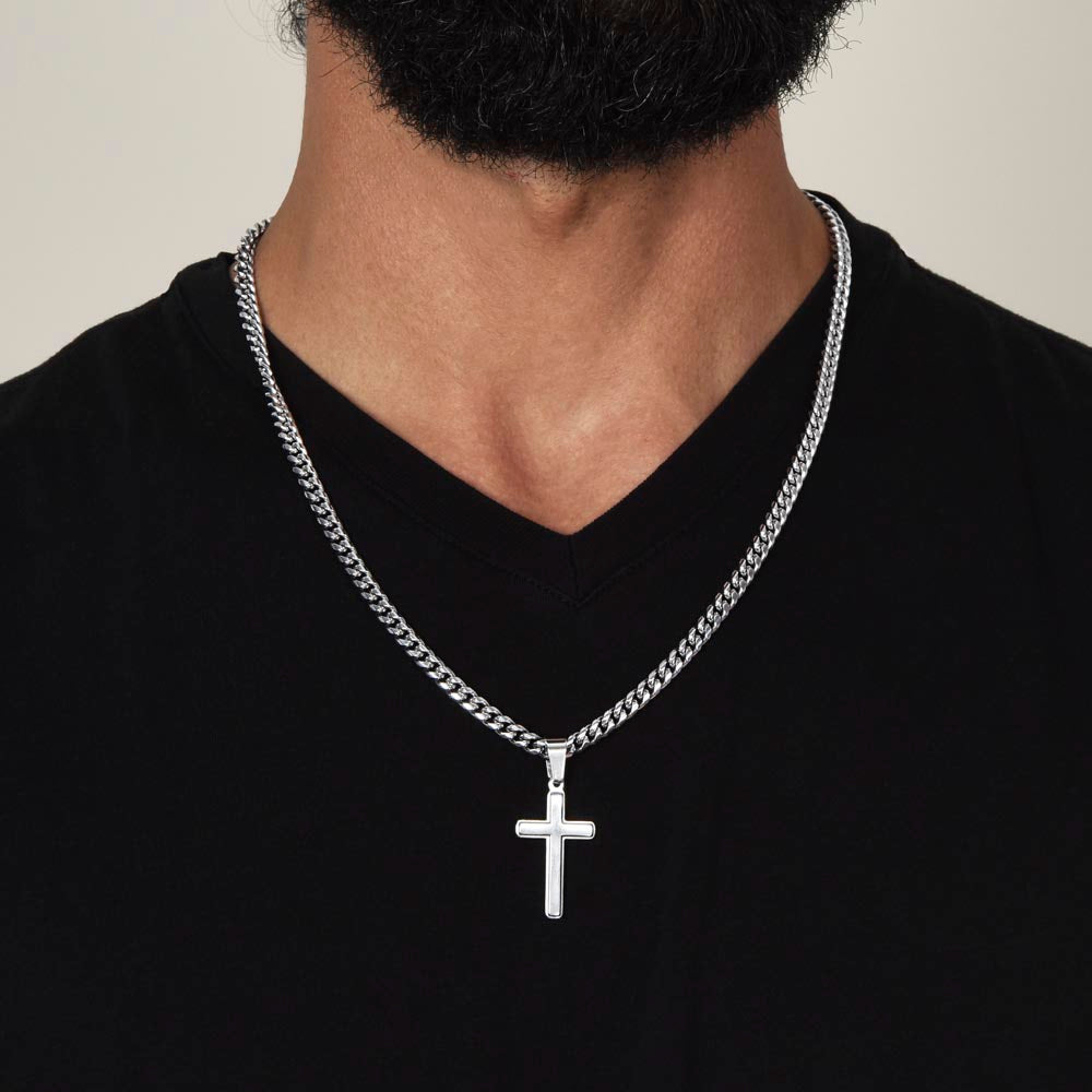 TO MY HUSBAND - "We Have a Bond that Can't be Broken." Cuban Cross Necklace