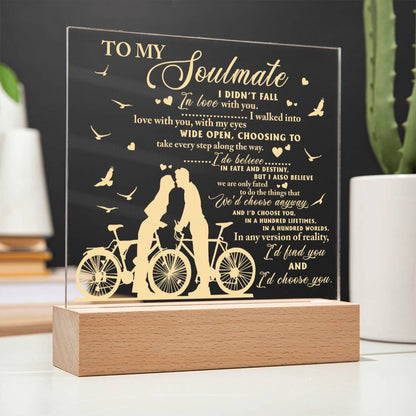 To My Soulmate - "I'd Choose You In a Hundred Lifetimes." - Acrylic Square Plaque