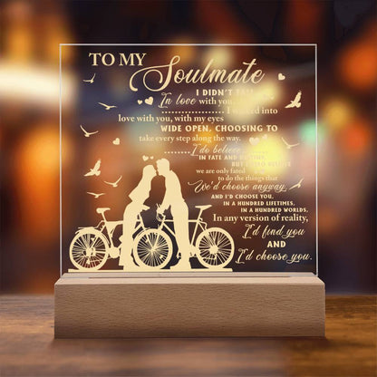 To My Soulmate - "I'd Choose You In a Hundred Lifetimes." - Acrylic Square Plaque