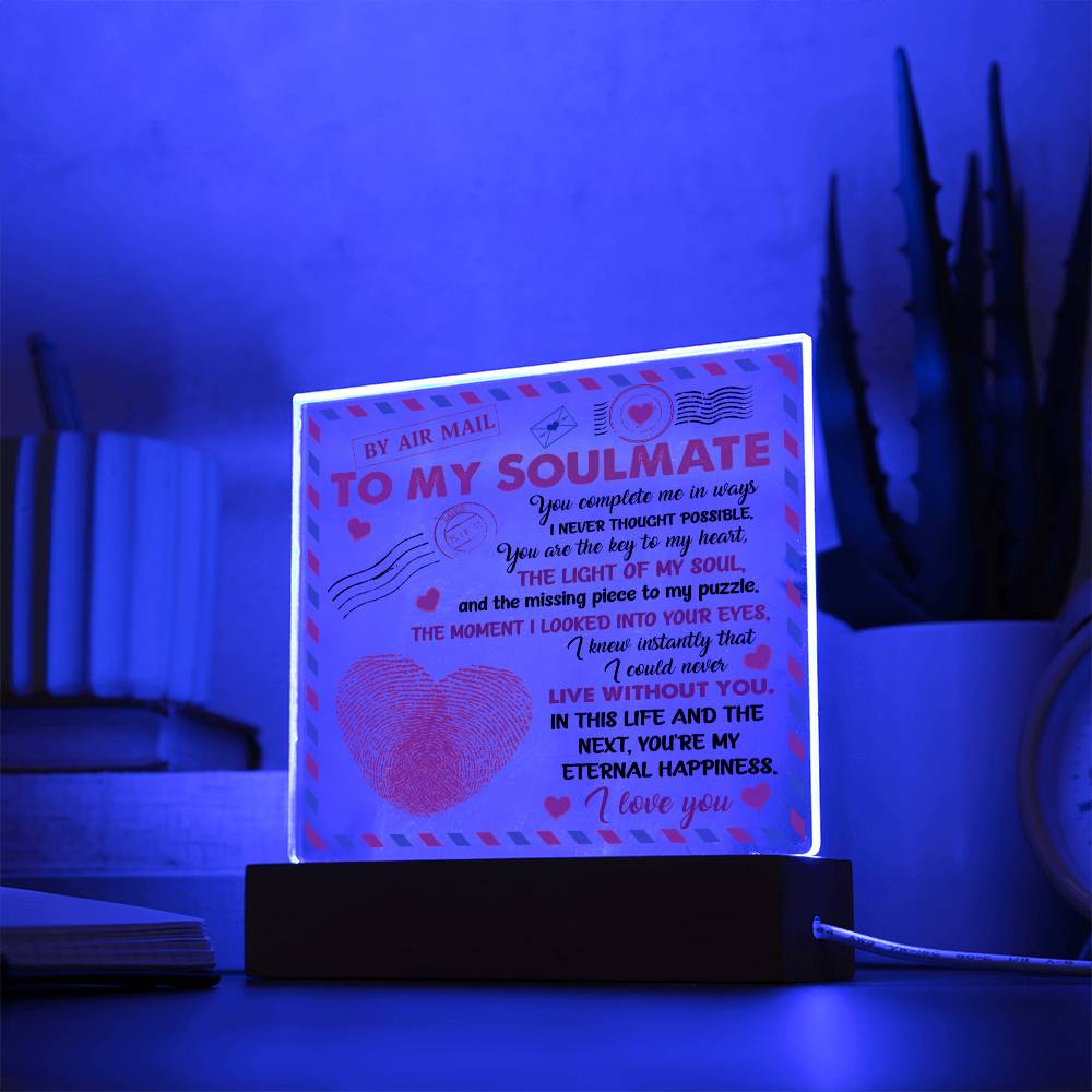 To My Soulmate - "You are the Key to My Heart."- Acrylic Square Plaque