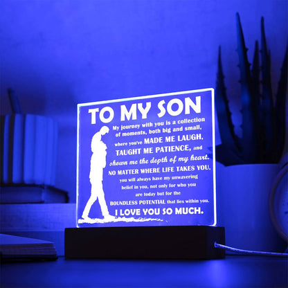 TO MY SON - "You've Made Me Laugh, Taught Me Patience..." - Acrylic Square Plaque