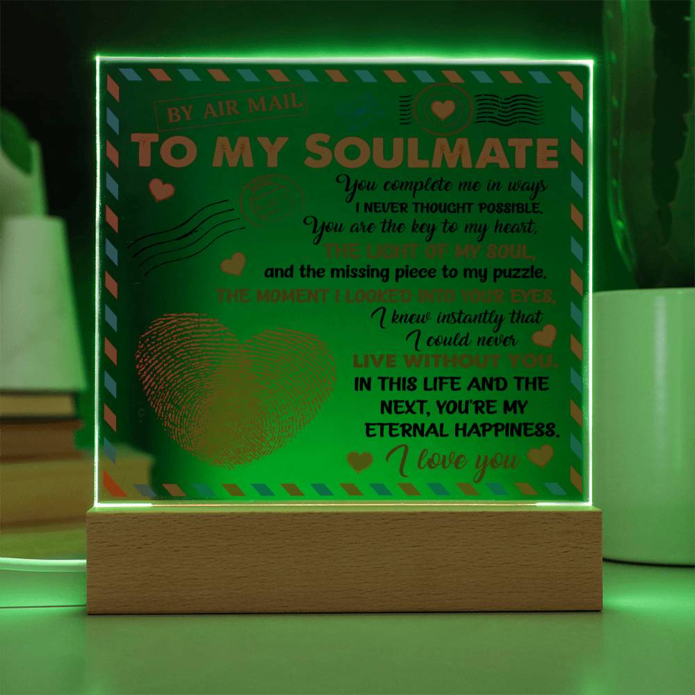 To My Soulmate - "You are the Key to My Heart."- Acrylic Square Plaque