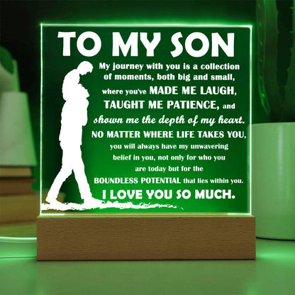 TO MY SON - "You've Made Me Laugh, Taught Me Patience..." - Acrylic Square Plaque