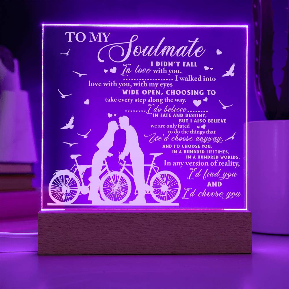 To My Soulmate - "I'd Choose You In a Hundred Lifetimes." - Acrylic Square Plaque