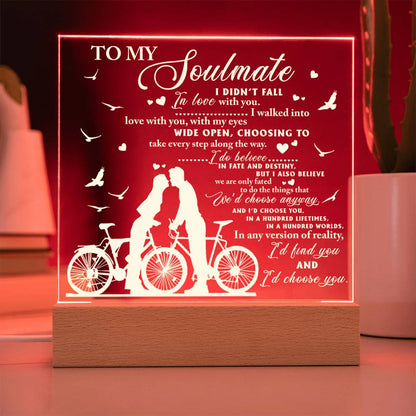 To My Soulmate - "I'd Choose You In a Hundred Lifetimes." - Acrylic Square Plaque