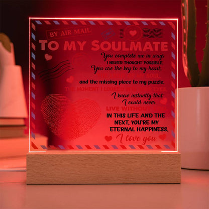 To My Soulmate - "You are the Key to My Heart."- Acrylic Square Plaque