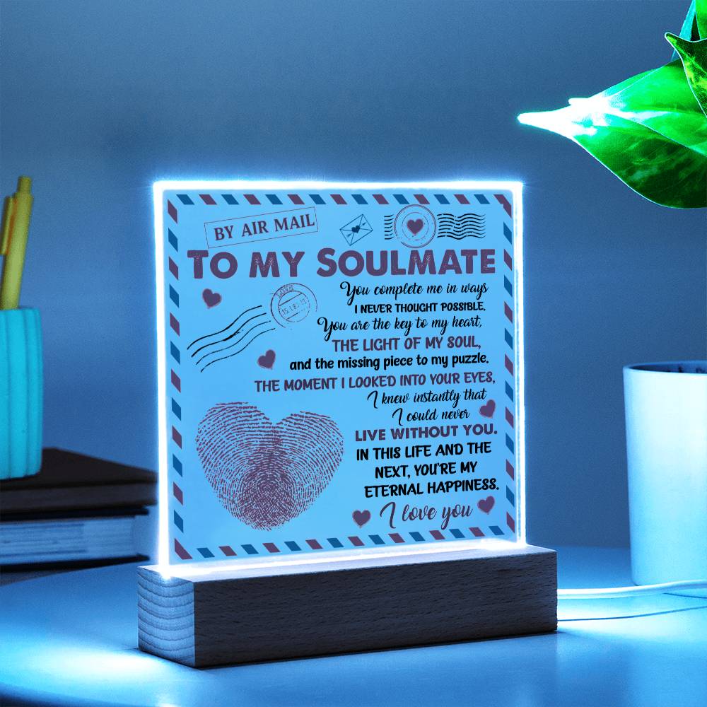 To My Soulmate - "You are the Key to My Heart."- Acrylic Square Plaque