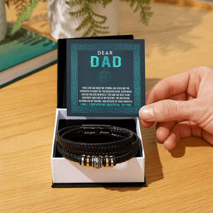 Dear DAD - "Your Love Has Made Me Strong." -  Bracelet Gift