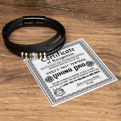 CERTIFICATE OF RECOGNITION - "WORLD'S MOST POWERFUL VIKING DAD" - Love You Forever Bracelet