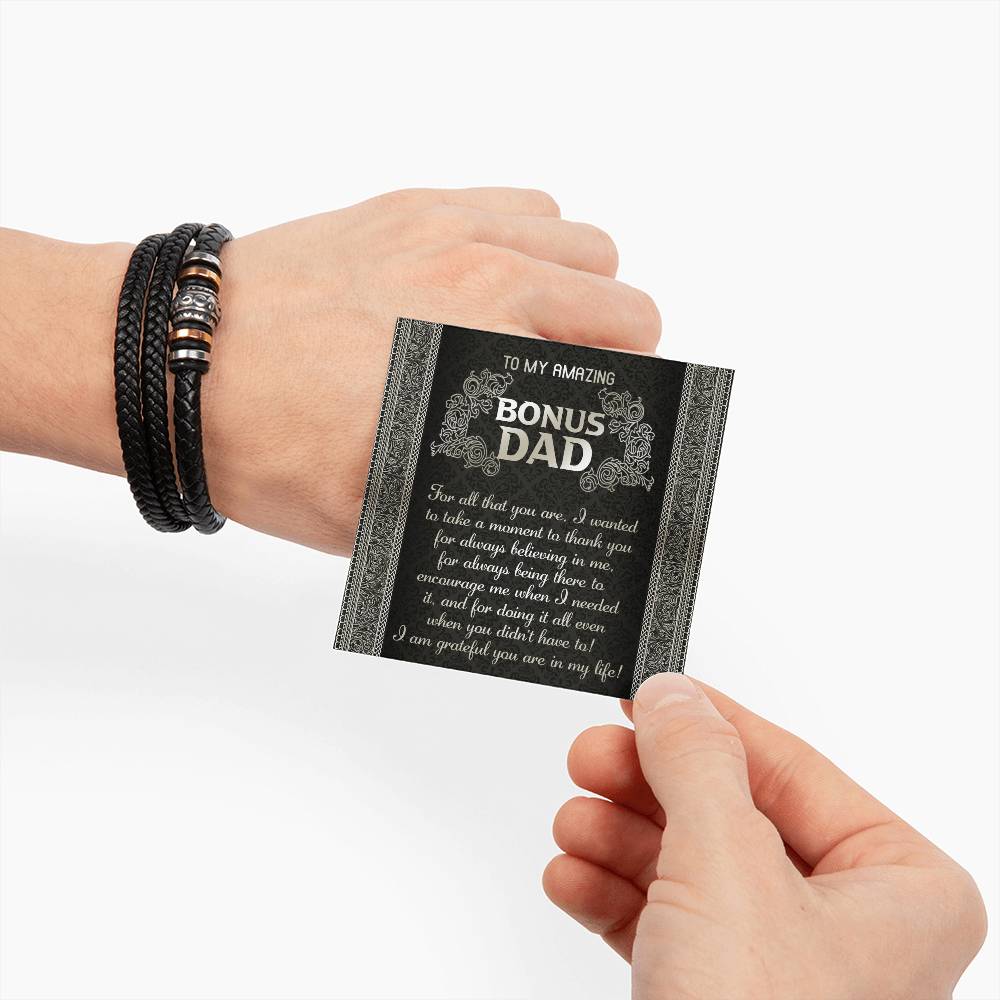 To My Amazing Bonus DAD - "I'M GRATFUL" - Bracelet Gift