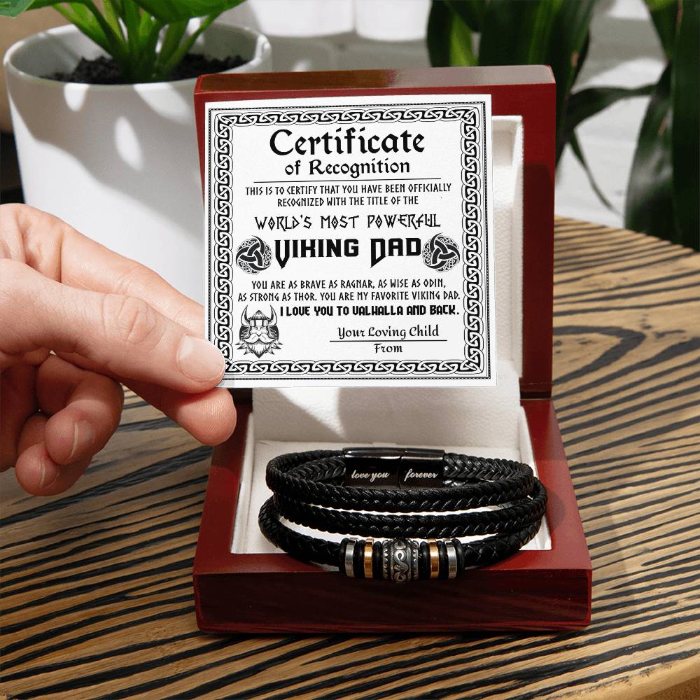 CERTIFICATE OF RECOGNITION - "WORLD'S MOST POWERFUL VIKING DAD" - Love You Forever Bracelet