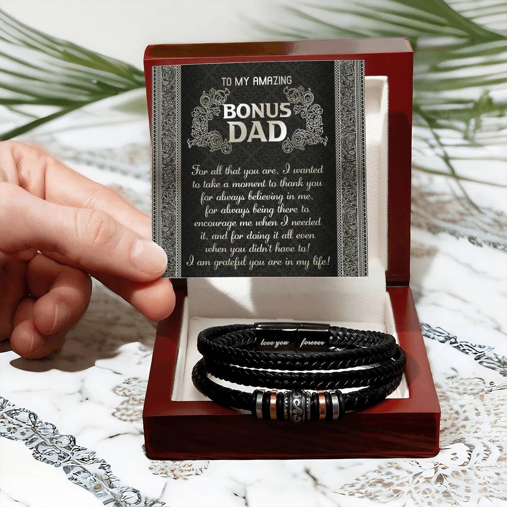 To My Amazing Bonus DAD - "I'M GRATFUL" - Bracelet Gift