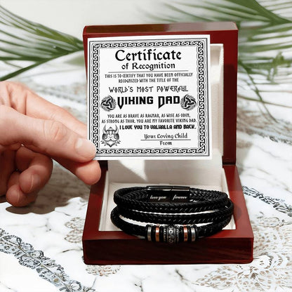 CERTIFICATE OF RECOGNITION - "WORLD'S MOST POWERFUL VIKING DAD" - Love You Forever Bracelet