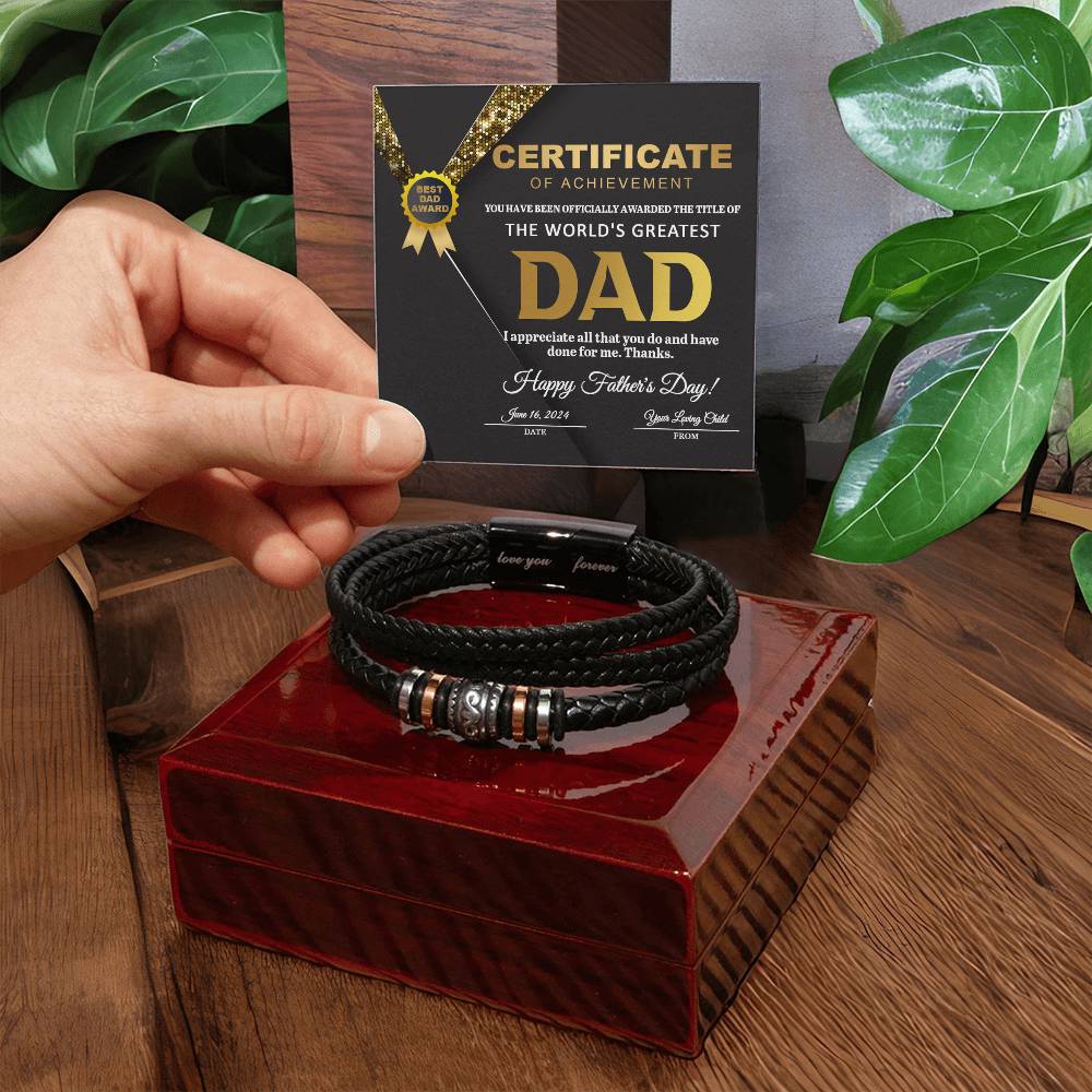 TO THE WORLD'S GREATEST DAD - "HAPPY FATHER'S DAY" - BRACELET GIFT