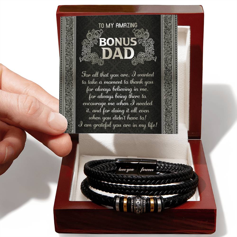 To My Amazing Bonus DAD - "I'M GRATFUL" - Bracelet Gift