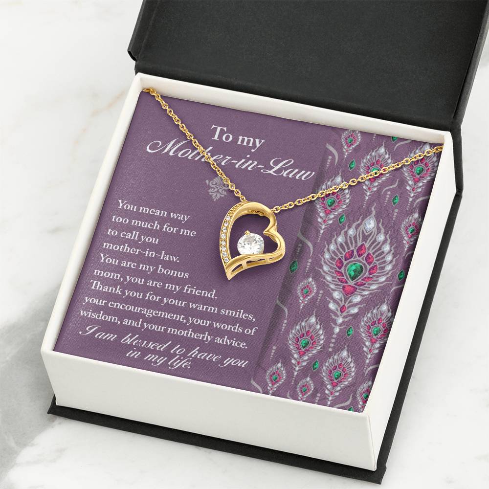 To My Mother-In-Law - "You Are My Bonus Mom." - Forever Love Necklace