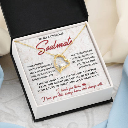 To My Gorgeous Soulmate - "You Came and Brightened Up All My Days." - Forever Love Necklace